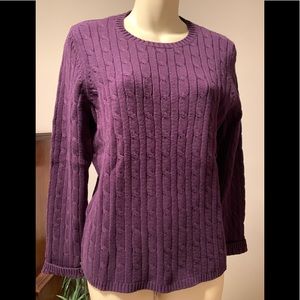 Like new, St John’s Bay, medium size cable knit, purple, crew neck sweater.